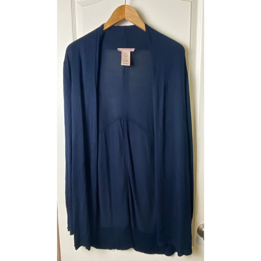 Philosophy Navy 100% Viscose Open Long Sleeve Cardigan Women's Size XXL